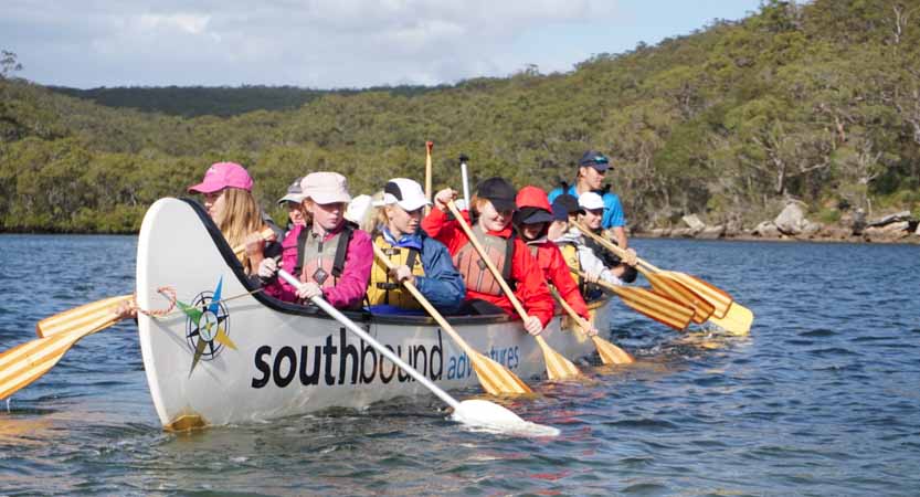 Group paddling a Southbound Adventures canoe on a Silver journey